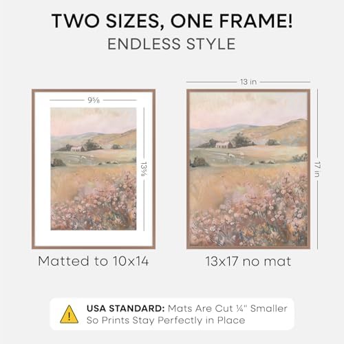 Homeforia 13x17 Mocha Picture Frame, High-End Metal, 10x14 Mat, Glass - Image 2