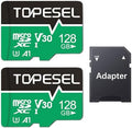 TOPESEL 128GB Micro SD Card 2 Pack with Adapter, High Speed TF Card, Memory Card microSDXC for Camera, Smartphone, Tablet, Dash Cam, Drone, UHS-I, U3, A1, 4K UHD, V30(128GB 2Pack) by TOPESEL