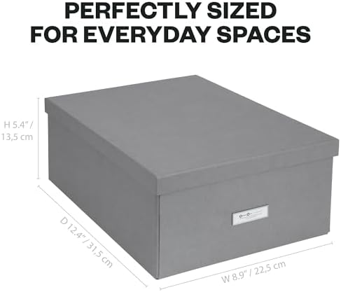 Bigso Box of Sweden Katrin Collapsible Storage Box with Labelframe for Easy Identification - Simple Assembly Without Tools - Decorative Storage Boxes with Lids - 13.5in x 17.6in x 7.2in - Gray - Image 4