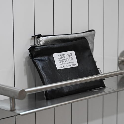 Monolike Little Doodle Flat Pouch, Black - Makeup Bag, Cosmetic Bag, Travel Bag, Toiletry Bag, Organizer, Storage Bag - Image 5