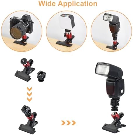UTEBIT 4 Pack Camera Clamp Mount Tripod Camera Clip, Black & Red - Image 5