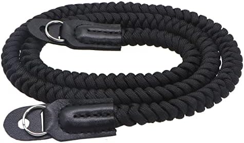 Paracord Woven Camera Neck Shoulder Strap Belt Hand Compatible with Canon Nikon Sony Olympus Pentax Fujifilm Panasonic SLR DSLR Digital Mirrorless Cameras 36inch Black by HITHUT