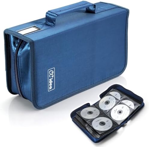CCidea CD Case DVD Storage Holder, 128 Capacity DVD Cases Organizer CD Plastic Protective Carrying Binder,Portable Cd Wallet for Home Travel (Blue), 128-blue, L11 xW 6 x H3.5 INCH, Beauty Case by CCidea