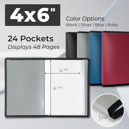 Dunwell 4x6 Photo Album & Art Portfolio Book, 48 Pages, Silver 2-Pack - Image 2