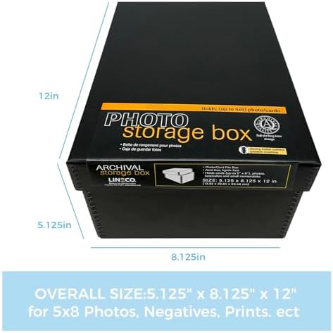 Lineco Archival Photo Card Box, Museum-Quality, 5x8x12 Inch, Black, 2 Pack - Image 3
