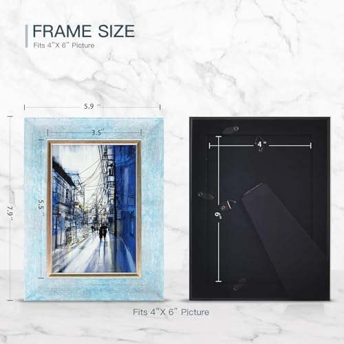 XUANLUO 4x6 Picture Frames Set of 4,Rustic Retro Photo Frame(Mix Color) - Image 3