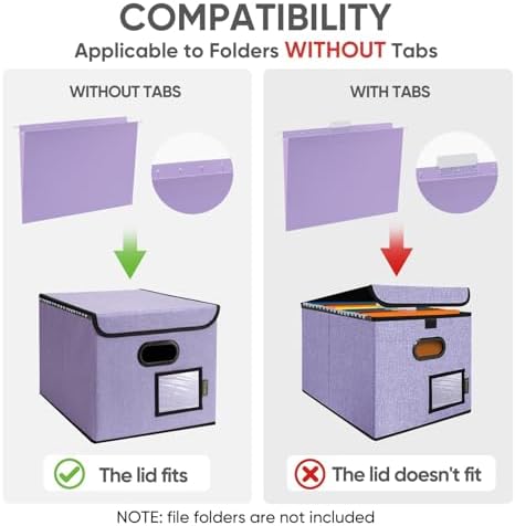 BALEINE File Organizer Box with Lid, Collapsible Hanging File Storage Box - Image 5
