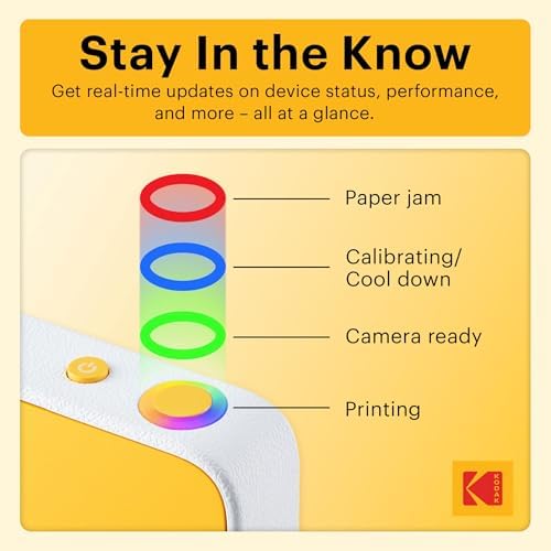 Kodak Printomatic+ Instant Print Digital Camera (Yellow) 10MP Portable Camera with Interactive RGB LED Status Indicator, Prints Full-Color Photos on Zink 2x3” Sticky-Backed Photo Paper - Easy & Fun - Image 5