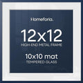 Homeforia 12x12 Blue Picture Frame, High-End Metal, 10x10 Mat, Glass by Homeforia