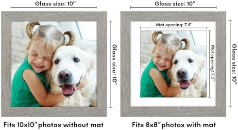 Americanflat 10x10 Picture Frame - Matted to 8x8 - Grey Wood - Image 2