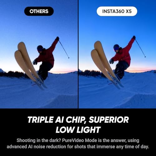 Insta360 X5 Ski Bundle - Waterproof 8K 360 Camera, Invisible Selfie Stick Effect, Leading Low Light, Rugged & Replaceable Lens, 3-Hour Battery, Clear Audio, Stabilization - Image 4