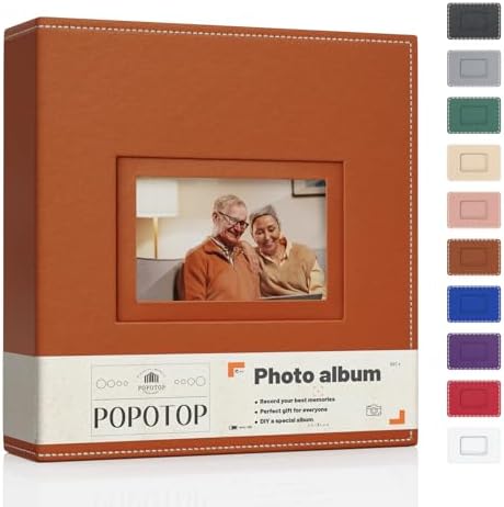 Popotop 4x6 Photo Album Holds 300 Pictures, Vegan Leather Hardcover by Popotop