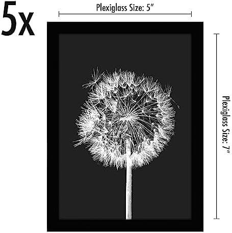 Americanflat 5x7 Picture Frame 5-Pack - Slim Molding - Black - Image 2