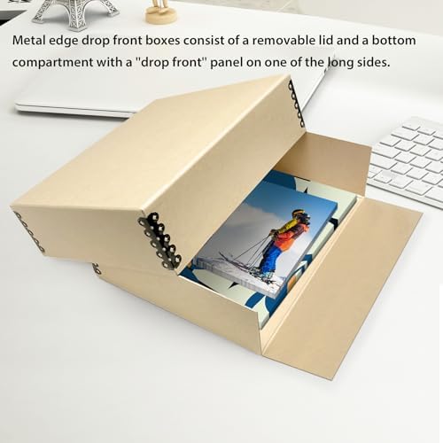 Lineco Drop Front Archival Storage Box, 17.75x22.75x3 in, Tan, 2 Pack - Image 5
