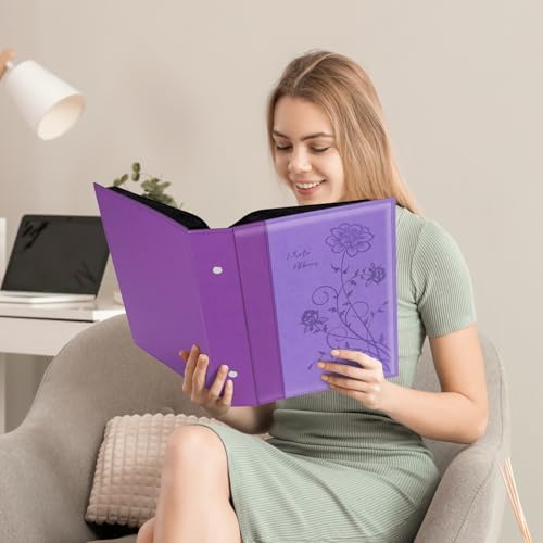 Artmag Photo Album 4x6 300 Photos, Extra Large Capacity Leather Cover Wedding Family Photo Albums Holds 300 Horizontal 4x6 Photos(Purple) - Image 6