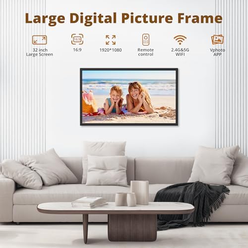 Dragon Touch Large Digital Picture Frame 32 inch Screen WiFi Digital Photo Frame Display, 64GB Storage, Auto-Rotate, Share Photos via App, Email, Cloud, Classic32 - Image 4