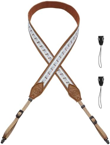 Leather Camera Strap, Quick Release Camera Neck Strap for All Cameras, Retro Jacquard Camera Straps for Photographers - Image 2