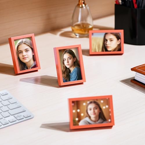 Small Picture Frame 2x3 6 Pack, Magnetic Photo Frames for Fridge and Tabletop Desk Decor, Cute Wallet Size Colored Picture Frames for School Locker, Family Baby Photo, Orange - Image 6
