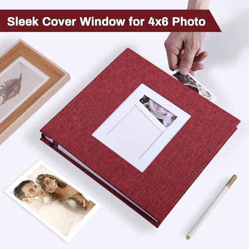 Photo Album Self Adhesive Pages Large 11x10.6 Red 60 Pages - Image 2