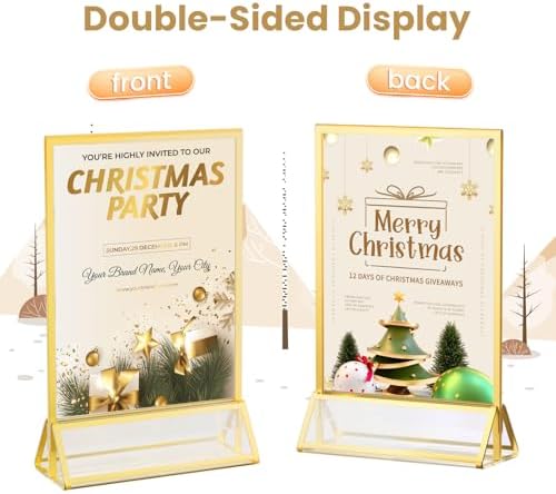 Acrylic Sign Holder 4X6 Double-Sided Gold Picture Frames ，6 Pack - Image 3
