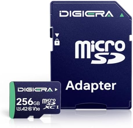 DIGIERA 256GB CT100 microSDXC UHS-I Memory Card with Adapter - up to 100MB/s, C10, U3, V30, 4K UHD, A2, Micro SD Card for Smartphones, Tablets, Cameras, Gaming Consoles, and Drones (1 Pack) by DIGIERA