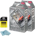 FUJIFILM Instax Mini Stone Gray Instant Film (20 Shots) + 4 AA Batteries + BluebirdSales Microfiber Cleaning Cloth – Creative Photography Bundle (Mini Stone Gray 20 Exposure) by FUJIFILM