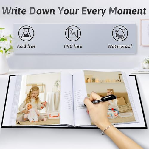 Popotop Photo Album 4x6 100 Photos with Writing Space, Leather Cover Album with Display Picture Window, Photo Book for Wedding Family Baby Gift - Image 3