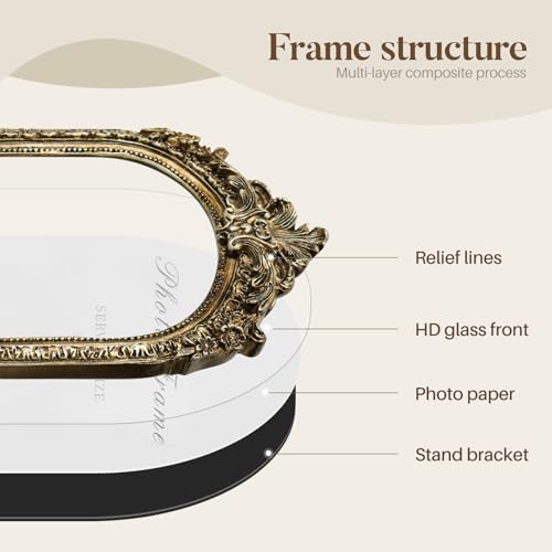 Cuspin 5x7 Picture Frame Gold Vintage Ornate Arched Photo Frame - Image 5