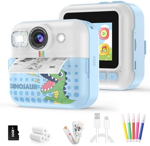 Instant Print Camera for Kids, Toddler 1080P Toys Printable Selfie Cameras, Christmas Birthday Gifts for Girls Boys Age 3-10 with 3 Roller Photo Paper(Blue) by BOFIDAR