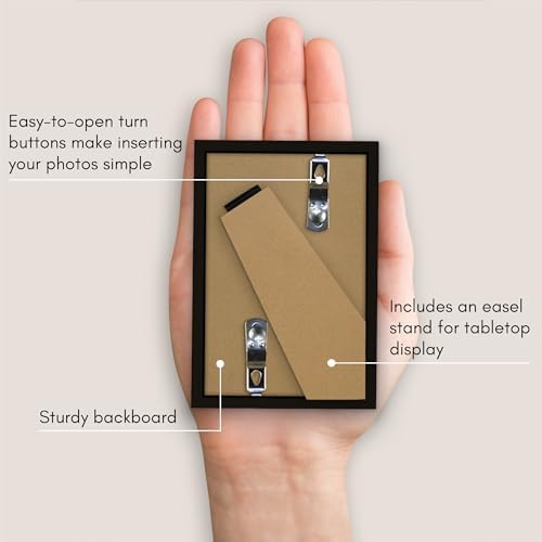 Americanflat 2x3 Picture Frame - Set of 4 - Use as 2x3 Frame for Instant-Print Photos - Black Mini Picture Frames for Tabletop and Wall Display with Shatter-Resistant Glass - Image 6