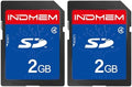 INDMEM 2 Pack SD Card 2GB Class 4 Flash Memory Card 2G SLC Stanard Secure Digital Cards by SINOBRIGHT