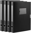 HUA JIE 4 Pack A4 Storage File Boxes Plastic Archives Cases with Lid,Black by HUA+JIE