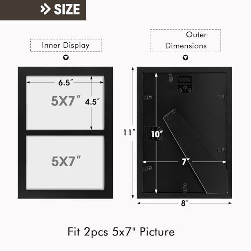 Golden State Art, 5x7 Double Picture Frame, Display Two 5x7 Photos(Black) - Image 5