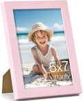 Vittanly 5x7 Picture Frame Made of Solid Wood for Wall or Tabletop, Pink by Vittanly