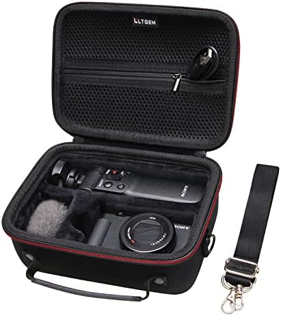 LTGEM Camera Case Compatible with Sony ZV-1F / ZV-1 / ZV-1 II Vlog Digital Camera, Tripod, Microphone and Vlogger Accessory Kit with Shoulder Strap, Black by LTGEM