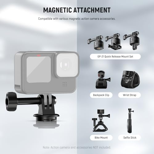 NEEWER Magnetic Neck Mount with Pocket 3 Cage, Flexible Quick Release Action Camera Neck Holder Compatible with Hero 13 12 11 Max DJI Action 5 Pro Insta360 Osmo Pocket 3 Accessory for POV, GP39 - Image 6