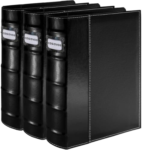 PU Leather CD/DVD Storage Binder with Zipper - 3 Pack by Salajory
