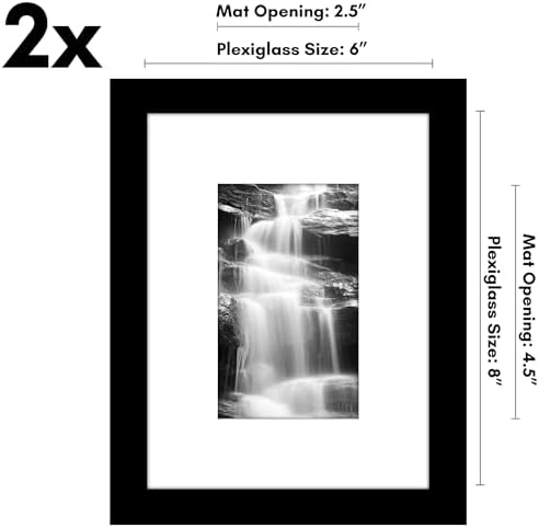 Americanflat 6x8 Picture Frame 2-Pack - Matted to 3x5 - Black - Image 2