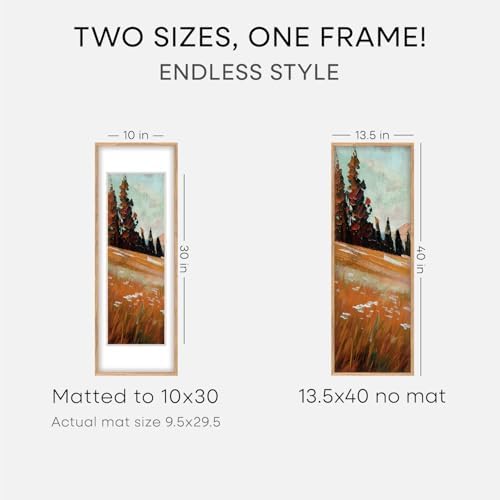 Homeforia 13.5x40 Natural Oak Frame, High-End Wood, 10x30 Mat, Glass - Image 2