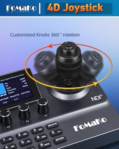 FoMaKo NDI PTZ Camera Controller, LCD Preview, NDI PTZ Controller Keyboard with 4D Joystick, for Church Worship Education Conference Events (NDI License Included) KC606N NDI Controller - Image 4