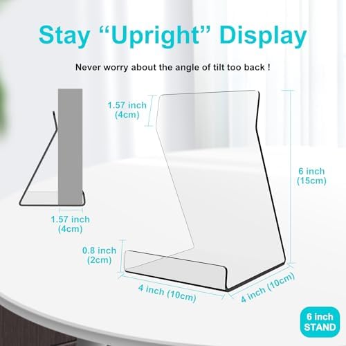 Boloyo Acylic Upright Display Stand, 10PC 6 Inch Clear Display Holder Easel Base Picture Frame for Home Office School Store to Display Book, Vinyl Record, Album, LP Cover, Artworks, CDs - Image 2