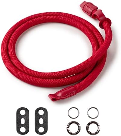 VOVMOEYA Nylon Braided Camera Rope Strap, Camera Neck Shoulder Strap with O-Ring for DSLR & Mirrorless Camera - Red - Image 2