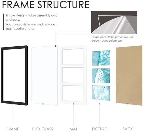DUENPY 4 Pack 8x14 Collage Frame For 3 4x6 Photos Black - Image 7