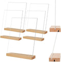 TONICE 8.5 x 11 Acrylic Sign Holder with Wood Base 5 Pack L/T Shape Vertical or Slant Back Display for Wedding, Restaurant, Store, Office, Hotel by TONICE