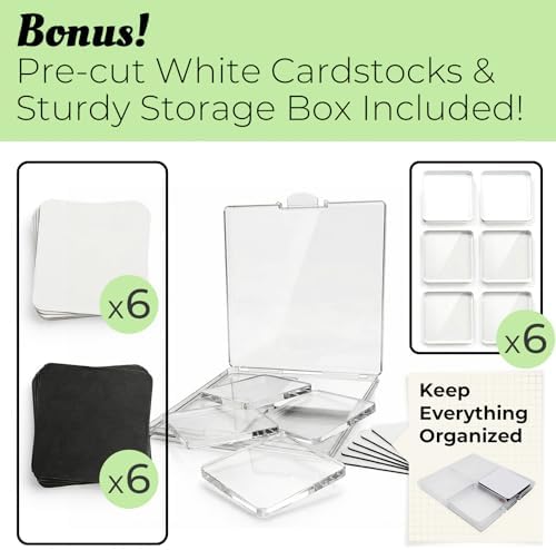 6 Pack 2x2 Square Clear Acrylic Fridge Magnets - DIY Magnetic Photo Frames with Adhesive Backing. Easy Craft Kit with Blank Cards & Storage Box for Personalized Home Decor, Gifts & Art. - Image 6