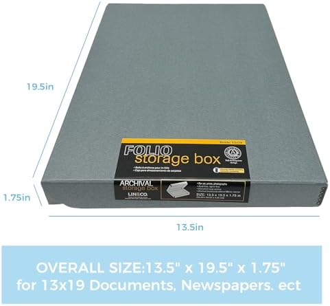Lineco Clamshell Archival Storage Box, 13.5x19.5x1.75 Inch, Gray - Image 2