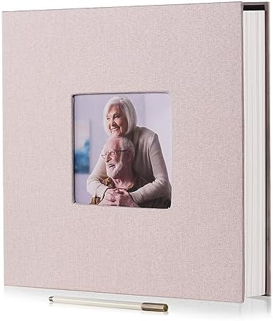 HoneyTolly Large Photo Album Self Adhesive, DIY Scrapbook Album for 3x5 4x6 8x10 Pictures, 60 Pages Linen Cover Memory Book, Ideal Gift for Family Wedding Baby Christmas Anniversary(Beige) by HoneyTolly