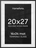 Homeforia 20x27 Black Oak Picture Frame, High-End Wood, 16x24 Mat, Glass by Homeforia