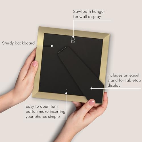 Americanflat 8x8 Picture Frame - Matted to 4x4 - Engineered Wood - Gold - Image 5