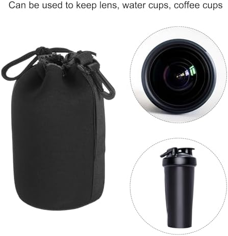 PATIKIL Camera Lens Bag, 2 Pcs 3.5" IDx7.1 H Drawstring Lens Pouch with Thick Protective Neoprene, Lens Case for DSLR Camera Lens, Water Coffee Cups Black - Image 6